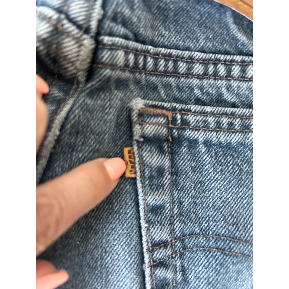 Vintage Levis 545 Denim Loose Fit Gold Tab Zipper Made USA Blue Tag 34 Act 33